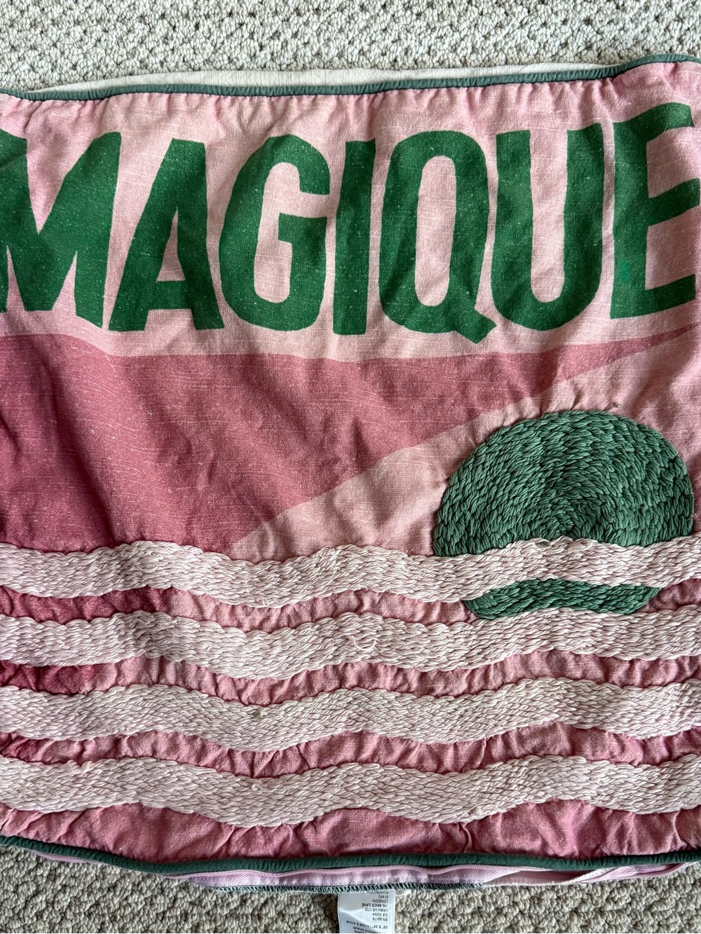 Pink & Green Hotel Magique Anthropologie 20” x 20” pillow cover